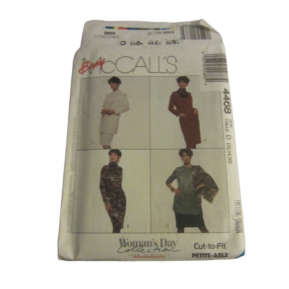 McCall's Women's Vintage Sewing Pattern 4468 Dress Size D 12-14-16-18